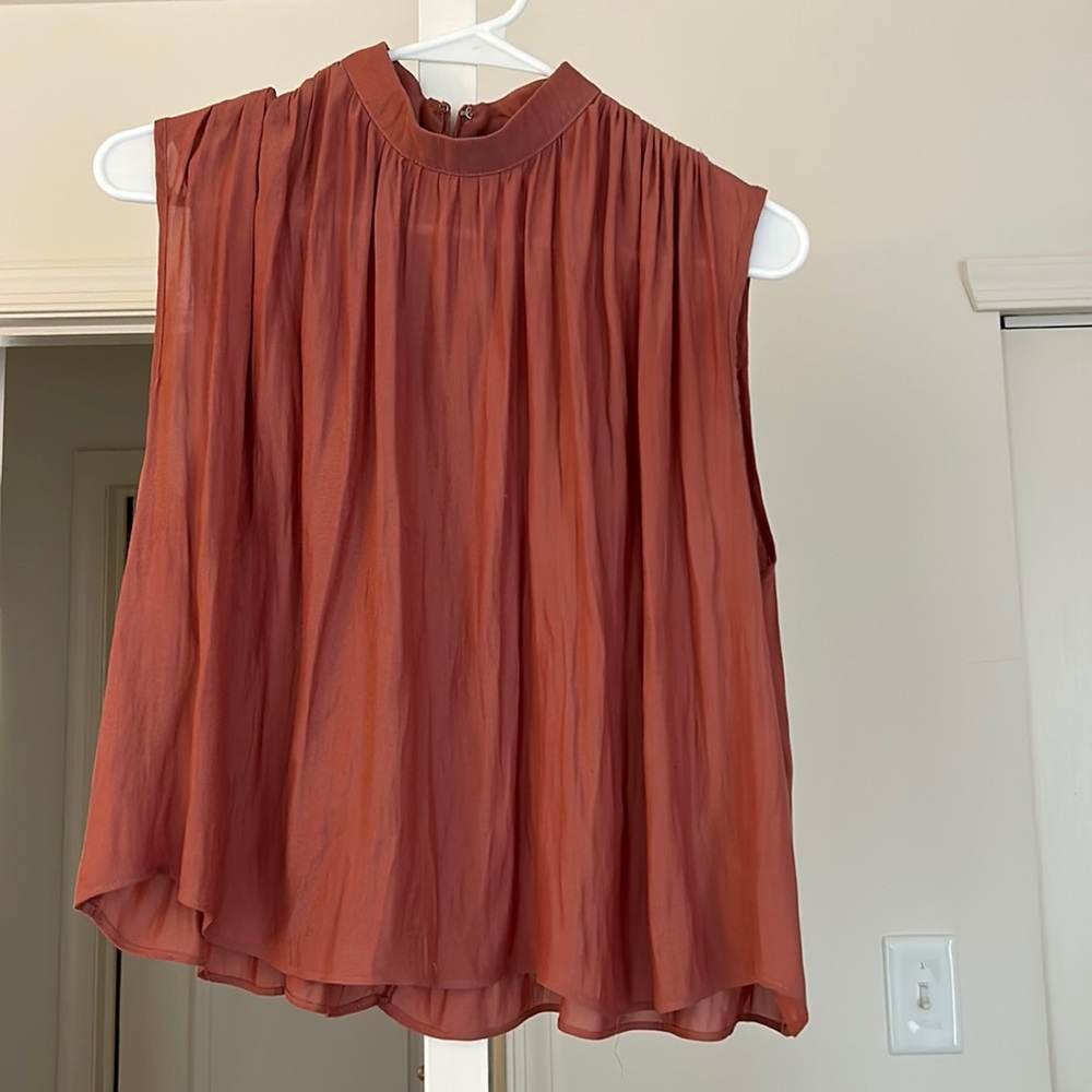 Mock neck chiffon tank